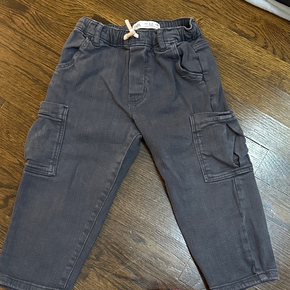 Zara Kids Charcoal Cargo Pants